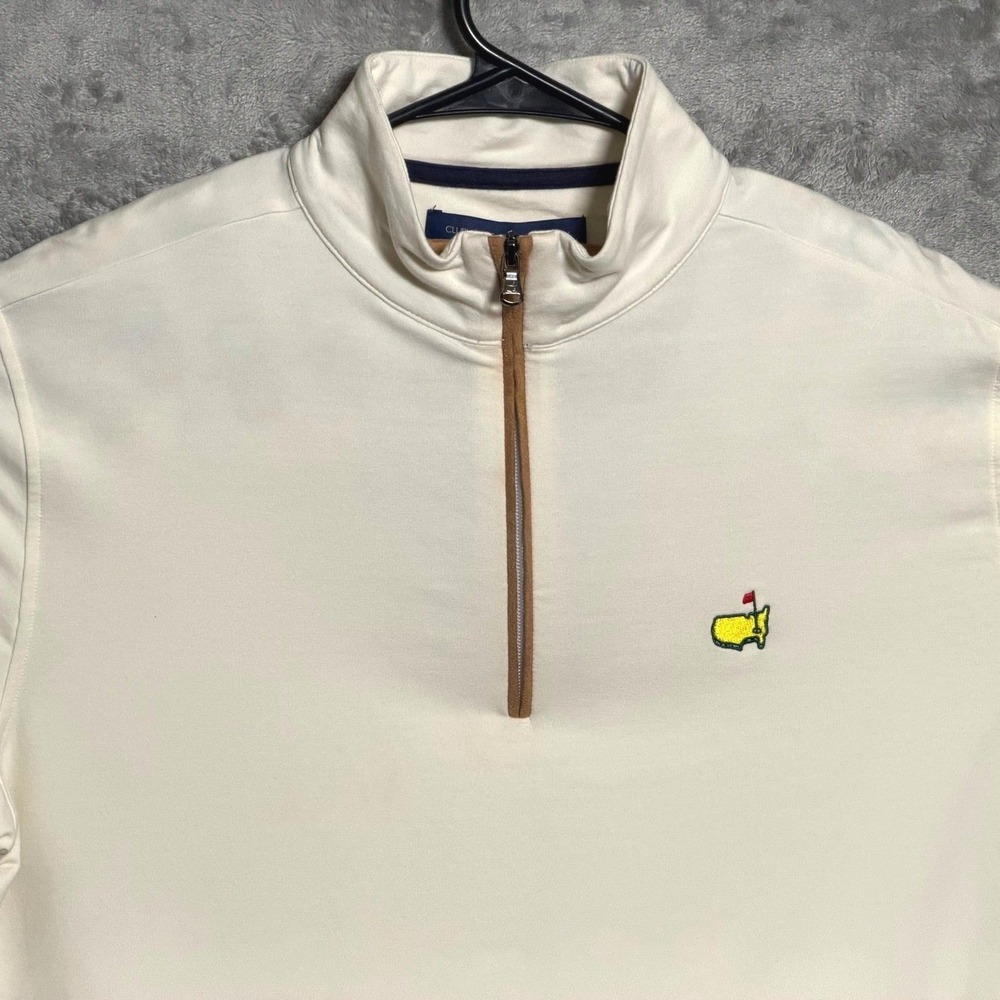 Masters 1/4 Zip Pullover Mens Medium Off white Clubhouse Collection Golf Sweater